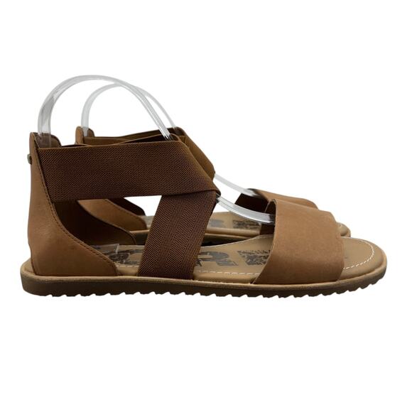 Sorel Women 8.5 Sandals Brown Ella Leather Gladiator Straps Flats Beach Open Toe - Picture 1 of 11